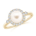 thumbnail image 1 of ANGARA Freshwater Cultured Pearl Halo Engagement Ring in 14K Yellow Gold for Women | June Birthstone, Birthday, Anniversary, Jewelry Gift for Women | Pearl Ring, 1 of 8