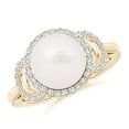thumbnail image 1 of ANGARA Freshwater Cultured Pearl Halo Ring with Diamonds in 14K Yellow Gold for Women | June Birthstone, Birthday, Anniversary, Jewelry Gift for Women | Natural Pearl Ring, 1 of 7