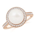 thumbnail image 1 of ANGARA Freshwater Cultured Pearl Halo Ring with Milgrain in 14K Rose Gold for Women | June Birthstone, Birthday, Anniversary, Jewelry Gift for Women | Pearl Ring, 1 of 8