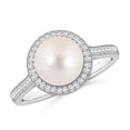 thumbnail image 1 of Angara Freshwater Cultured Pearl Halo Ring with Milgrain in 14K White Gold for Women | June Birthstone Jewelry for Her, 1 of 5