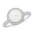 thumbnail image 1 of ANGARA Freshwater Cultured Pearl Halo Ring with Milgrain in 14K White Gold for Women | June Birthstone, Birthday, Anniversary, Jewelry Gift for Women | Pearl Ring, 1 of 5