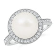 thumbnail image 1 of ANGARA Freshwater Cultured Pearl Halo Ring with Milgrain in 14K White Gold for Women | June Birthstone, Birthday, Anniversary, Jewelry Gift for Women | Pearl Ring, 1 of 8