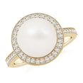 thumbnail image 1 of ANGARA Freshwater Cultured Pearl Halo Ring with Milgrain in 14K Yellow Gold for Women | June Birthstone, Birthday, Anniversary, Jewelry Gift for Women | Pearl Ring, 1 of 8