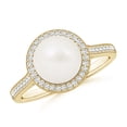 thumbnail image 1 of ANGARA Freshwater Cultured Pearl Halo Ring with Milgrain in 14K Yellow Gold for Women | June Birthstone, Birthday, Anniversary, Jewelry Gift for Women | Pearl Ring, 1 of 5