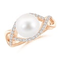 thumbnail image 1 of Angara Freshwater Cultured Pearl Infinity Ring with Diamonds in 14K Rose Gold for Women | June Birthstone Jewelry for Her, 1 of 5