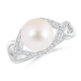 thumbnail image 1 of Angara Freshwater Cultured Pearl Infinity Ring with Diamonds in 14K White Gold for Women | June Birthstone Jewelry for Her, 1 of 5
