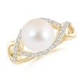 thumbnail image 1 of Angara Freshwater Cultured Pearl Infinity Ring with Diamonds in 14K Yellow Gold for Women | June Birthstone Jewelry for Her, 1 of 5