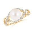 thumbnail image 1 of Angara Freshwater Cultured Pearl Infinity Ring with Diamonds in 14K Yellow Gold for Women | June Birthstone Jewelry for Her, 1 of 5