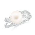 thumbnail image 1 of Angara Freshwater Cultured Pearl Olive Leaf Vine Ring in Platinum for Women | June Birthstone Jewelry for Her, 1 of 8