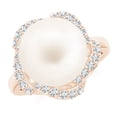 thumbnail image 1 of ANGARA Freshwater Cultured Pearl Overlapping Halo Ring in 14K Rose Gold for Women | June Birthstone, Birthday, Anniversary, Jewelry Gift for Women | Pearl Ring, 1 of 9