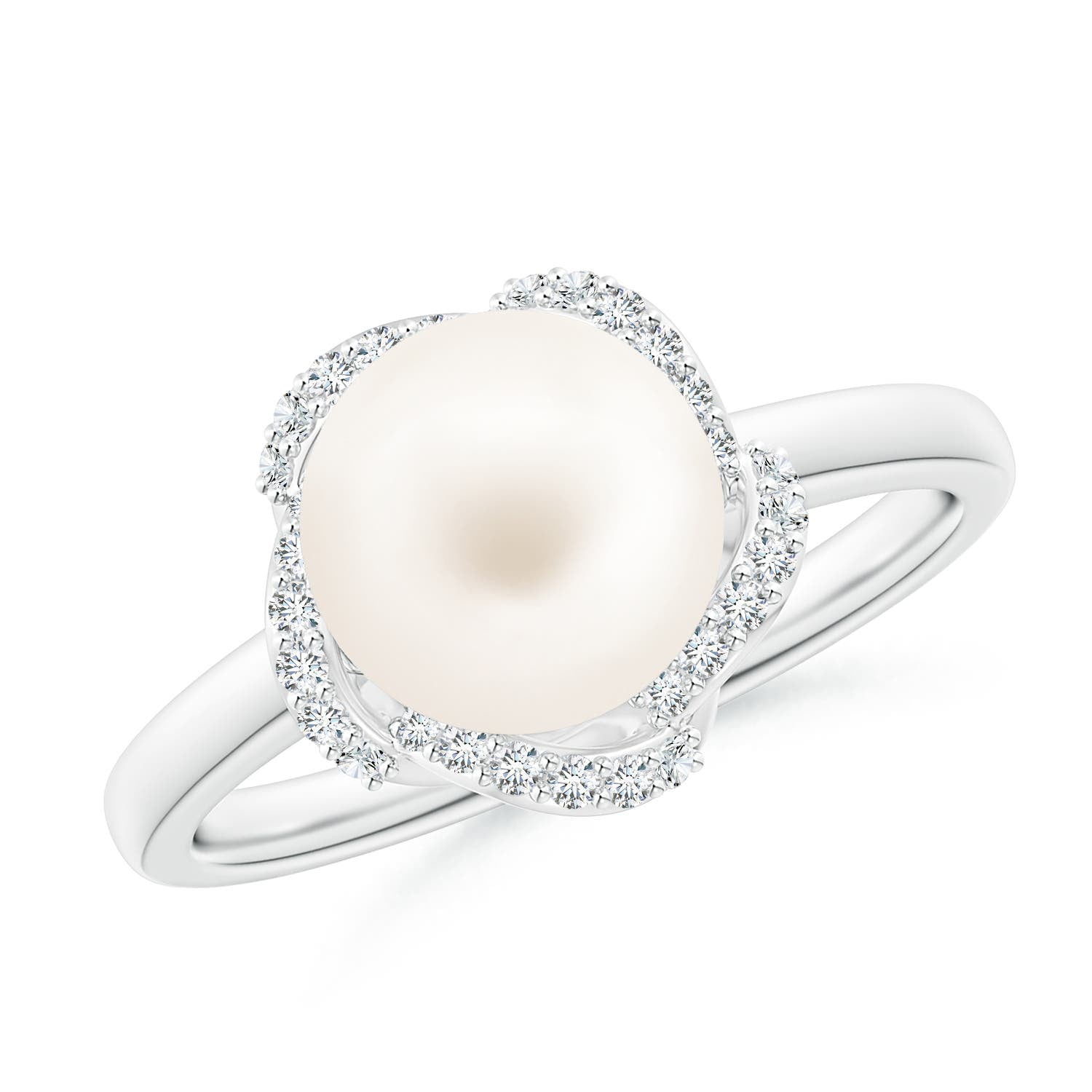 ANGARA Freshwater Cultured Pearl Overlapping Halo Ring in 14K White