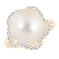 thumbnail image 1 of Angara Freshwater Cultured Pearl Overlapping Halo Ring in 14K Yellow Gold for Women | June Birthstone Jewelry for Her, 1 of 8