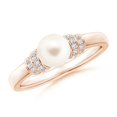 thumbnail image 1 of ANGARA Freshwater Cultured Pearl & Pave-Set Diamond Ring in 14K Rose Gold for Women | June Birthstone, Birthday, Anniversary, Jewelry Gift for Women | Pearl Ring, 1 of 8