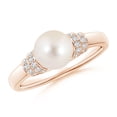 thumbnail image 1 of Angara Freshwater Cultured Pearl & Pave-Set Diamond Ring in 14K Rose Gold for Women | June Birthstone Jewelry for Her, 1 of 8