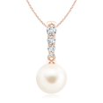 thumbnail image 1 of ANGARA Freshwater Cultured Pearl Pendant with Diamonds in 14K Rose Gold for Women | June Birthstone, Birthday, Anniversary, Jewelry Gift for Women | Pearl Necklace, 1 of 6