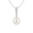 thumbnail image 1 of ANGARA Freshwater Cultured Pearl Pendant with Diamonds in 14K White Gold for Women | June Birthstone, Birthday, Anniversary, Jewelry Gift for Women | Pearl Necklace, 1 of 10