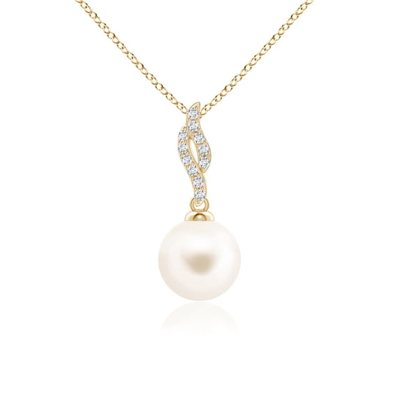 ANGARA Freshwater Cultured Pearl Pendant with Flame Motif in 14K Yellow Gold for Women | June Birthstone, Birthday, Anniversary, Jewelry Gift for Women | Pearl Necklace