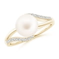 thumbnail image 1 of ANGARA Freshwater Cultured Pearl Ring with Bypass Shank in 14K Yellow Gold for Women | June Birthstone, Birthday, Anniversary, Jewelry Gift for Women | Pearl Ring, 1 of 9