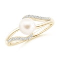thumbnail image 1 of Angara Freshwater Cultured Pearl Ring with Bypass Shank in 14K Yellow Gold for Women | June Birthstone Jewelry for Her, 1 of 8