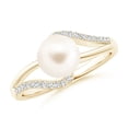 thumbnail image 1 of Angara Freshwater Cultured Pearl Ring with Bypass Shank in 14K Yellow Gold for Women | June Birthstone Jewelry for Her, 1 of 8
