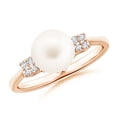 thumbnail image 1 of ANGARA Freshwater Cultured Pearl Ring with Cluster Diamonds in 14K Rose Gold for Women | June Birthstone, Birthday, Anniversary, Jewelry Gift for Women | Natural Pearl Ring, 1 of 8