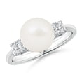 thumbnail image 1 of ANGARA Freshwater Cultured Pearl Ring with Cluster Diamonds in 14K White Gold for Women | June Birthstone, Birthday, Anniversary, Jewelry Gift for Women | Natural Pearl Ring, 1 of 8