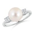 thumbnail image 1 of ANGARA Freshwater Cultured Pearl Ring with Cluster Diamonds in 925 Sterling Silver for Women | June Birthstone, Birthday, Anniversary, Jewelry Gift for Women | Natural Pearl Ring, 1 of 9