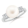thumbnail image 1 of ANGARA Freshwater Cultured Pearl Ring with Cluster Diamonds in 925 Sterling Silver for Women | June Birthstone, Birthday, Anniversary, Jewelry Gift for Women | Natural Pearl Ring, 1 of 9