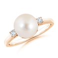 thumbnail image 1 of Angara Freshwater Cultured Pearl Ring with Diamond Accents in 14K Rose Gold for Women | June Birthstone Jewelry for Her, 1 of 8