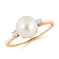 thumbnail image 1 of ANGARA Freshwater Cultured Pearl Ring with Diamond Accents in 14K Rose Gold for Women | June Birthstone Jewelry for Her, 1 of 8