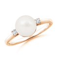 thumbnail image 1 of ANGARA Freshwater Cultured Pearl Ring with Diamond Accents in 14K Rose Gold for Women | June Birthstone Jewelry for Her, 1 of 8