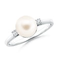 thumbnail image 1 of Angara Freshwater Cultured Pearl Ring with Diamond Accents in 14K White Gold for Women | June Birthstone Jewelry for Her, 1 of 8