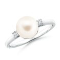 thumbnail image 1 of Angara Freshwater Cultured Pearl Ring with Diamond Accents in 925 Sterling Silver for Women | June Birthstone Jewelry for Her, 1 of 8