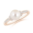 thumbnail image 1 of ANGARA Freshwater Cultured Pearl Ring with Diamond Collar in 14K Rose Gold for Women | June Birthstone, Birthday, Anniversary, Jewelry Gift for Women | Pearl Ring, 1 of 8