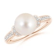 thumbnail image 1 of ANGARA Freshwater Cultured Pearl Ring with Diamond Collar in 14K Rose Gold for Women | June Birthstone, Birthday, Anniversary, Jewelry Gift for Women | Pearl Ring, 1 of 9