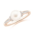 thumbnail image 1 of ANGARA Freshwater Cultured Pearl Ring with Diamond Collar in 14K Rose Gold for Women | June Birthstone, Birthday, Anniversary, Jewelry Gift for Women | Natural Pearl Ring, 1 of 8
