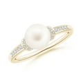 thumbnail image 1 of ANGARA Freshwater Cultured Pearl Ring with Diamond Collar in 14K Yellow Gold for Women | June Birthstone, Birthday, Anniversary, Jewelry Gift for Women | Pearl Ring, 1 of 9