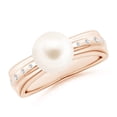 thumbnail image 1 of Angara Freshwater Cultured Pearl Ring with Flush-Set Diamonds in 14K Rose Gold for Women | June Birthstone Jewelry for Her, 1 of 8
