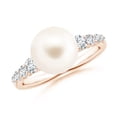 thumbnail image 1 of Angara Freshwater Cultured Pearl Ring with Graduated Diamonds in 14K Rose Gold for Women | June Birthstone Jewelry for Her, 1 of 8