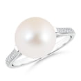 thumbnail image 1 of Angara Freshwater Cultured Pearl Ring with Pave Diamonds in 14K White Gold for Women | June Birthstone Jewelry for Her, 1 of 8