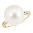 thumbnail image 1 of ANGARA Freshwater Cultured Pearl Ring with Pave Diamonds in 14K Yellow Gold for Women | June Birthstone, Birthday, Anniversary, Jewelry Gift for Women | Pearl Ring, 1 of 8