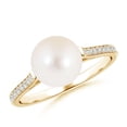thumbnail image 1 of Angara Freshwater Cultured Pearl Ring with Pave Diamonds in 14K Yellow Gold for Women | June Birthstone Jewelry for Her, 1 of 8