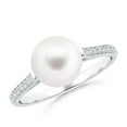 thumbnail image 1 of ANGARA Freshwater Cultured Pearl Ring with Pave Diamonds in 925 Sterling Silver for Women | June Birthstone, Birthday, Anniversary, Jewelry Gift for Women | Pearl Ring, 1 of 8