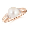 thumbnail image 1 of ANGARA Freshwater Cultured Pearl Ring with Pave-Set Diamonds in 14K Rose Gold for Women | June Birthstone, Birthday, Anniversary, Jewelry Gift for Women | Pearl Ring, 1 of 8