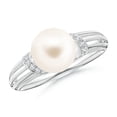 thumbnail image 1 of Angara Freshwater Cultured Pearl Ring with Pave-Set Diamonds in 14K White Gold for Women | June Birthstone Jewelry for Her, 1 of 8