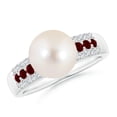 thumbnail image 1 of Angara Freshwater Cultured Pearl Ring with Rubies in 14K White Gold for Women | June Birthstone Jewelry for Her, 1 of 8
