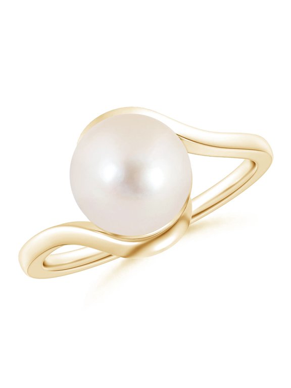 Freshwater Cultured Pearl Solitaire Bypass Ring in 14K Yellow Gold for Women | June Birthstone, Birthday, Anniversary, Jewelry Gift for Women | Pearl Ring