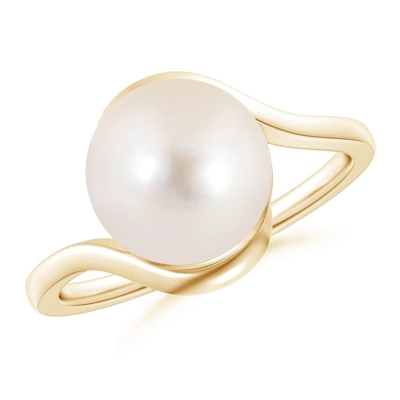 ANGARA Freshwater Cultured Pearl Solitaire Bypass Ring in 14K Yellow Gold for Women | June Birthstone, Birthday, Anniversary, Jewelry Gift for Women | Pearl Ring
