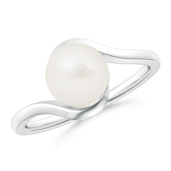 Angara Freshwater Cultured Pearl Solitaire Bypass Ring in 925 Sterling Silver for Women | June Birthstone Jewelry for Her