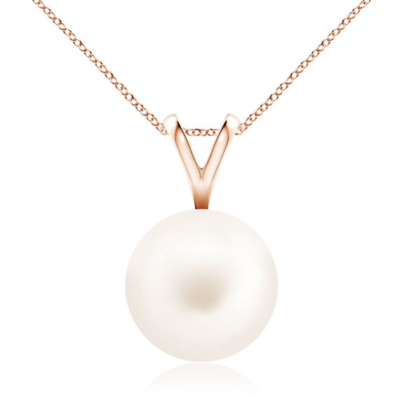 ANGARA Freshwater Cultured Pearl Solitaire V-Bale Pendant in 14K Rose Gold for Women | June Birthstone, Birthday, Anniversary, Jewelry Gift for Women | Pearl Necklace